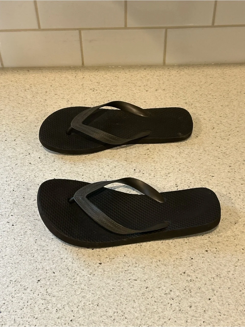 Women's Black Flip Flop Sandals, Size 7